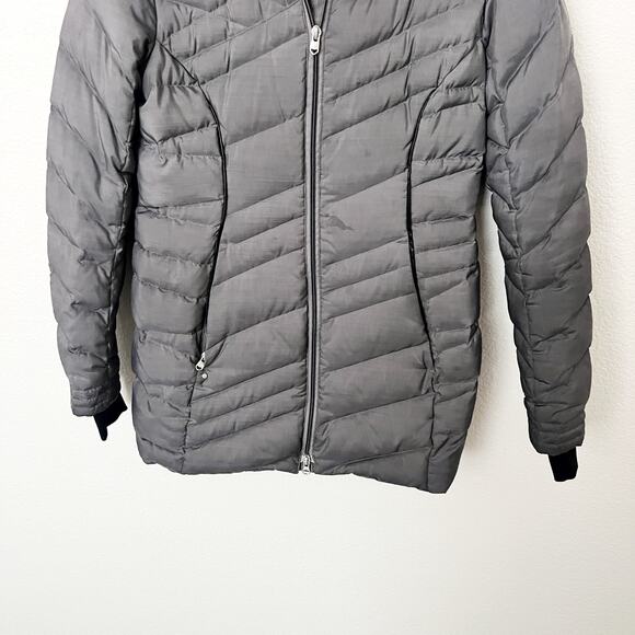 [Spyder] Gray Timeless Long Down Filled Hooded Puffer Jacket Winter Coat Small S - Picture 9 of 11